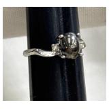 Hematite and stainless steel ring. Size 5.