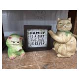 Cat Themed Decor, Picture Frame/Quote "Lucky Cat"