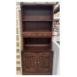 Dark Wood Hutch Storage Cabinet Bookcase Top