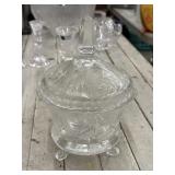 Vintage Hand Cut Crystal Footed Candy Dish w/ Lid