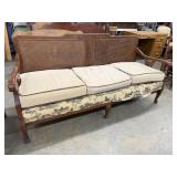 7ft Antique French Provincial-Style Cane-Back