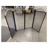 Vintage Black Folding Fireplace Screen w/Brass