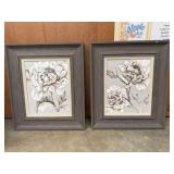 2 Floral Farmhouse Style Hanging Pictures