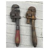 2 Vintage Stillson Pipe Wrenches Hand Tools