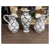 Three Vintage Draped Ribbon Design Blue and White