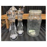 Acrylic Salt & Pepper Mills Grinders, Glass Jar