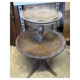 Vintage 2-Tier Round Pie Crust Parlor Table