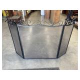 Black Metal Tri-Fold Fireplace Screen