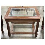 Traditional Wooden Glass Top Rectangular Table #1