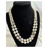 Double Stranded faux pearl and crystal bead