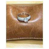 Silver tone fashion engagement or cocktail ring,