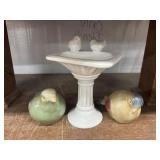 Bird Themed Decor Porcelain Bird Bath, and Two