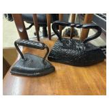 Two Cast Iron "Sad Irons" Larger Iron is HEAVY