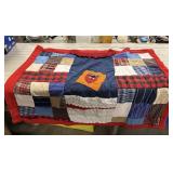 45"x38" Hand-stitched Multicolored Patchwork Quilt