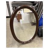 Dark Wood Framed Oval Wall Mirror