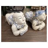 Pair of Antique Porcelain Chinese Boy and Girl