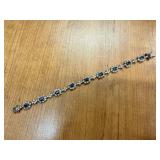 Sterling Silver Blue Sapphire & Halo Bracelet,