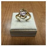 24k Gold Filled Amethyst Gemstone Ring, Size 7,