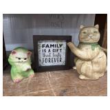Cat Themed Decor, Picture Frame/Quote "Lucky Cat"