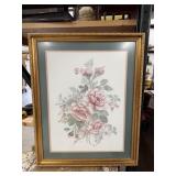 Gold Framed Pink Floral Print Signed and Numbered