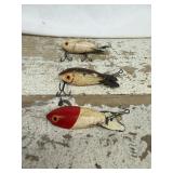 3 Wooden Fishing Lures- Vintage Bombers Wooden