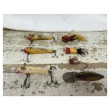 7 Misc Vintage Fishing Lures, Some Wood