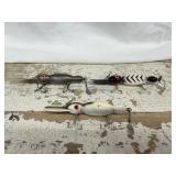 3 Wooden Fishing Lures- Vintage Bombers Wooden
