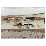 3 Wooden Fishing Lures- Vintage Bombers Wooden