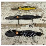 3 Wooden Fishing Lures- Vintage Bombers Wooden