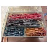 Plastic Tackle Box filled with assorted soft