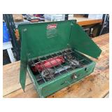 Vintage Portable Coleman, 2 Burner Camping Grill.