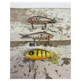3 Wooden Fishing Lures- Vintage Bombers Wooden