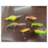 6 Fishing Lures, Deep Dive Bombers, Etc.