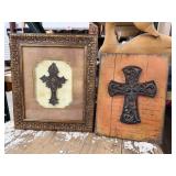 2 Cross Hangings. One is a Shadowbox style