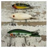 3 Wooden Fishing Lures- Vintage Bombers Wooden