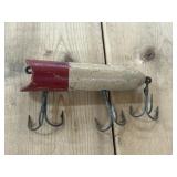Vintage Red Head Wooden Bass Oreno Style Lure
