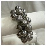 2 silver tone stretch beaded bracelets.