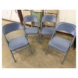 4 Blue Metal Folding Chairs