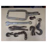 8pc Vintage Tools, Hooks, Delta Wrench, Vise Grip