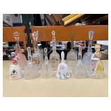 11 Vintage Bells, Glass & Ceramic, Pink, Blue,