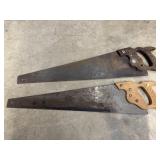 2 Vintage Handsaws Wooden Handles.