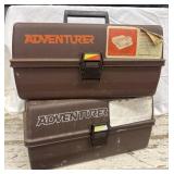2 Brown Vintage Adventurer Tackle Boxes