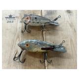 2 Vintage Wooden Bomber Fishing Lures