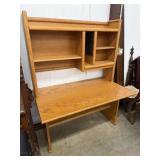 Light Wood Desk with Hutch, Built-In CD Rack