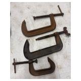 3 Large Cast Iron C-Clamps