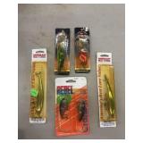 Various Brand Plastic Lures, Poes, Rebel, and