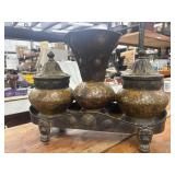 Vintage Bronze Toned Centerpiece Set, Rustic Like