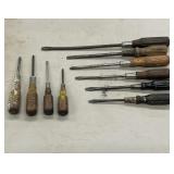 Vintage Set of Wooden Handled Screwdrivers