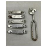 6 Vintage Bottle Openers 'Church Keys' Pabst,