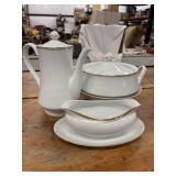 Vintage Sheffield White with Golden Trim Serving